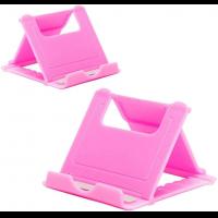 Dual Folding Cell Phone Stand, Fully Adjustable Foldable Desktop Phone Holder Cradle Dock Compatible with iPhone 17 16 15 14 13 12 11 Pro Max pink