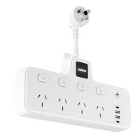 12-in-1 Power Board with LED Night Light, Individual Switch, 8 AC Outlets, 2 USB-C & 2 USB-A, Surge Protection, Power Strip for Home & Office-White