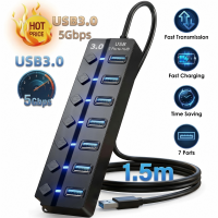 USB-Hubs-USB-Hub-3-0-7-Port-USB-Hub-Splitter-with-Individual-On-Off-Switches-1-5m-Long-Cable-High-Speed-5Gbps-USB-Expansion-Hub-for-Laptop-Desktop-PC-Black-2