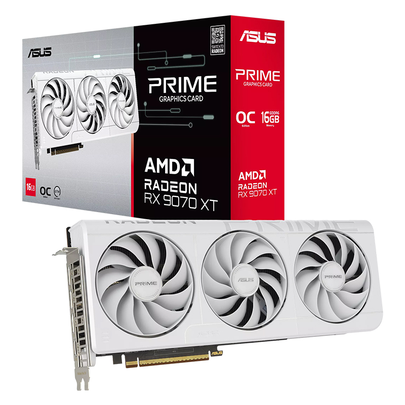 Asus Prime Radeon RX 9070 XT 16G OC Graphics Card - White (PRIME-RX9070XT-O16G-WHITE)