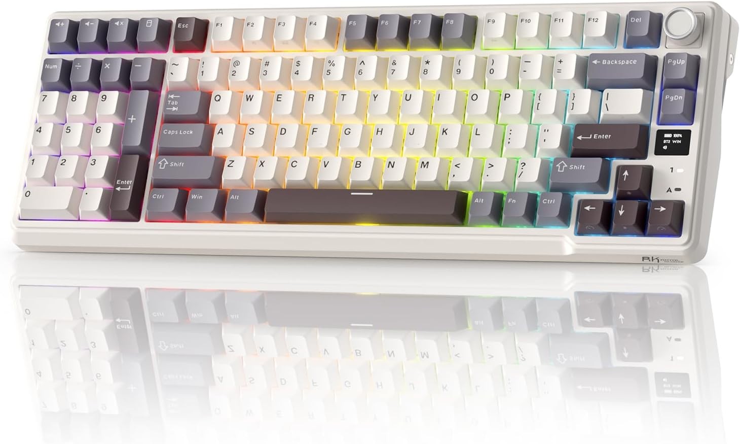 RK ROYAL KLUDGE L98 Wireless Mechanical Keyboard w/Left-Handed Southpaw Design Numpad & Hot Swappable Knob, Tri-Mode 95% Keyboard, Sandalwood Brown