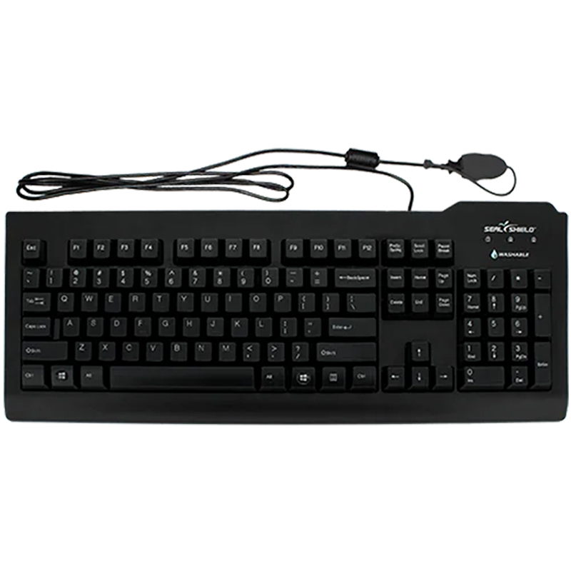 Seal Shield Seal Clean Waterproof Wired Membrane Keyboard with Key Lock and USB Extension Cable - Black (SSKSV207L)