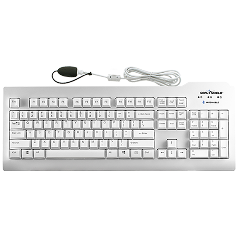 Seal Shield Seal Clean Waterproof Wired Membrane Keyboard with Key Lock and USB Extension Cable - White (SSWKSV207L)