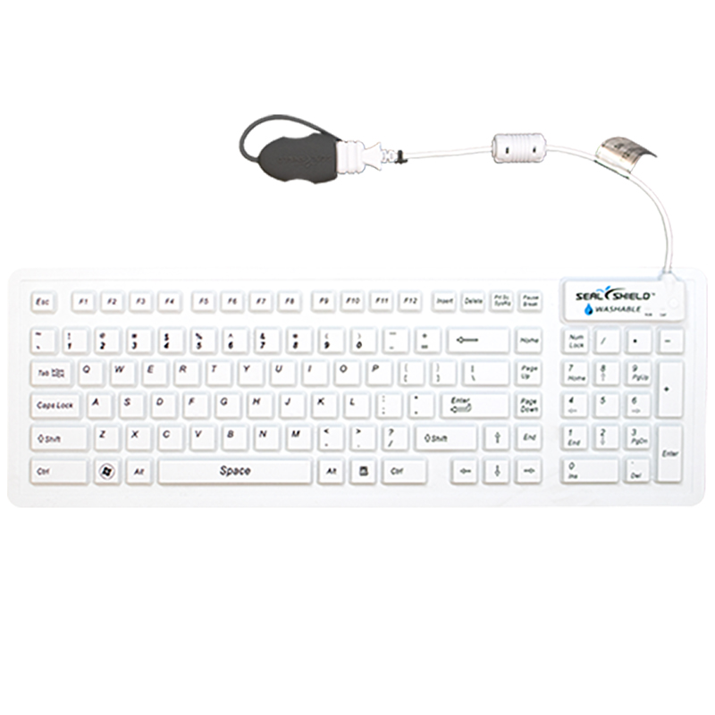 Seal Shield Seal Flex Silicone Flexible Waterproof Wired Membrane Keyboard - White (SSWF106)