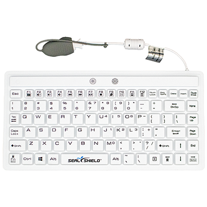 Seal Shield Seal Silk Mini Glow Waterproof Silicone Wired Membrane Backlit Keyboard - White (SW89G)