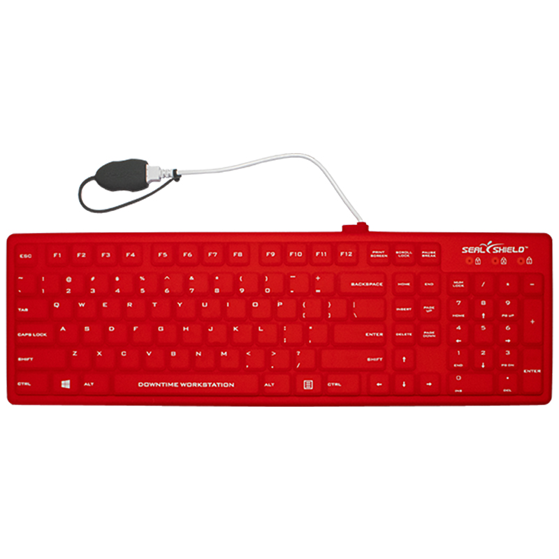 Seal Shield Seal Silk Pro Waterproof and Fully Sealed Silicone Wired Mechanical Keyboard - Red (SRK104)