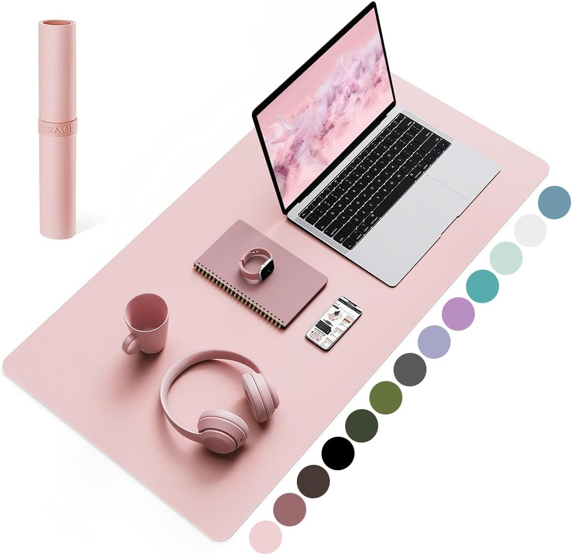 Large Desk Pad for Keyboard and Mouse, Waterproof Office Desk Mat with Non-Slip Suede Base, 900x400x3mm, Pink