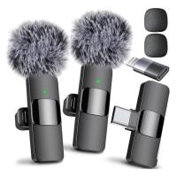 Dual Wireless Lavalier Microphone for iPhone/Android, Plug & Play Lapel Mic with Noise Reduction for Vlog, YouTube, TikTok