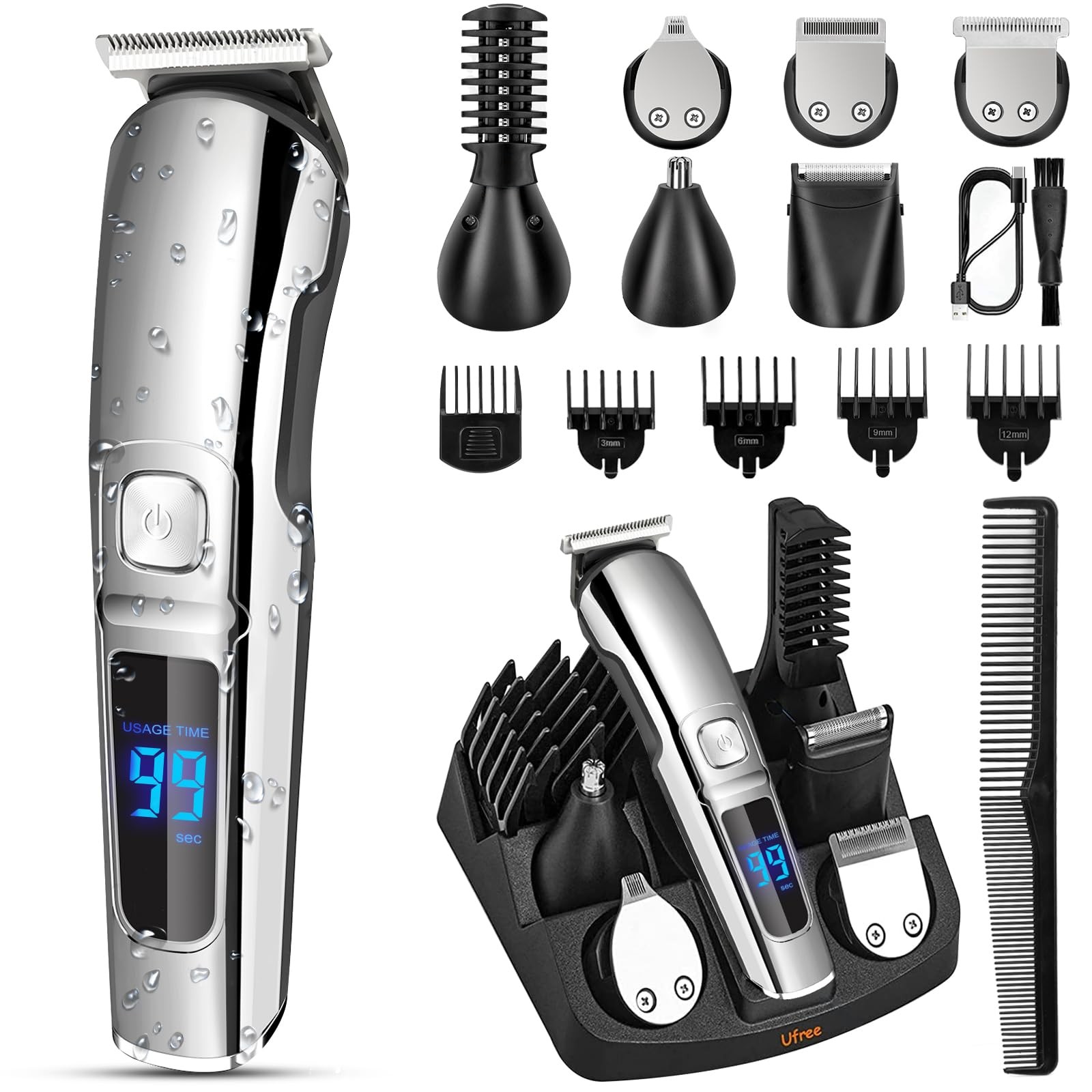Beard Trimmer for Men, Waterproof Cordless Electric Shaver, Nose, Face, Body and Moustache Grooming Kit, Gifts for Men and Husband