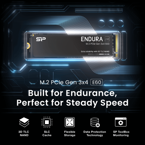 SP Silicon Power E60 Endura 512GB, 2200MB/s, 3D TLC NAND, High Endurance Grade, Gen3x4 PCIe M.2 NVMe SSD Upgrade for Laptop / PC - SP512GBP340E6005