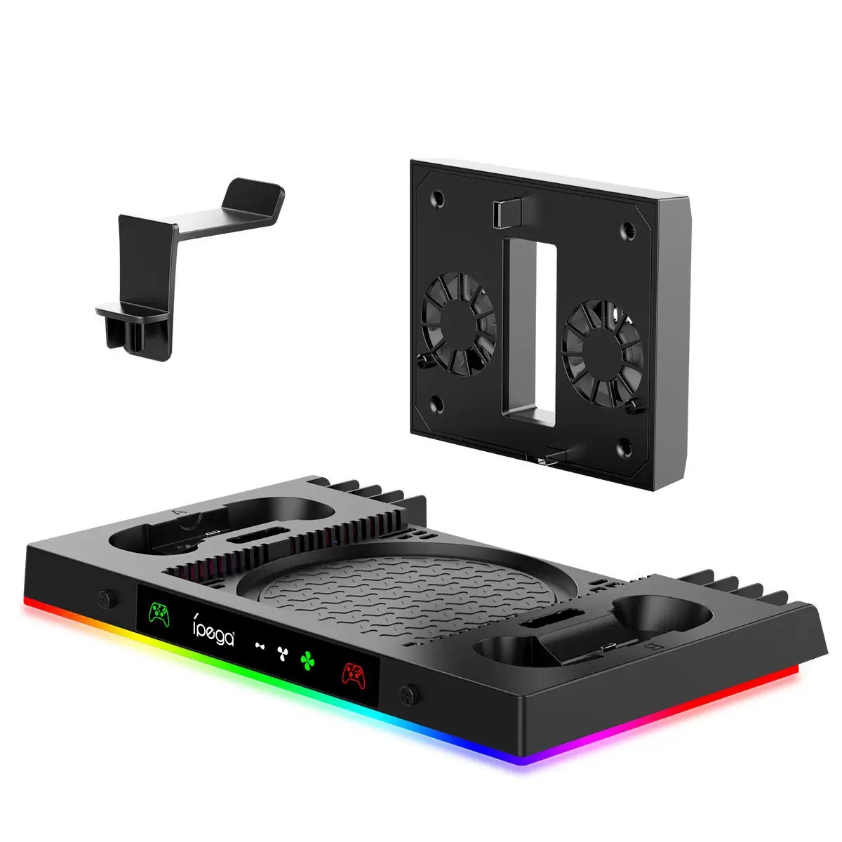ipega RGB Cooling Charging Station for Game Console, with Controller Charger, Cooling Fan, Headset Hanger, Compatible with Next-Gen Series X