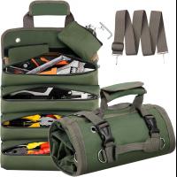 Roll Up Tool Bag, Heavy Duty Portable Tool Organiser, Foldable Tool Storage Roll with Multiple Pockets, Empty Tool Roll for DIY and Repairs