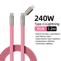 USB-Cables-Generic-240w-PD-USB-Type-C-Lightning-Flat-Silicon-Cable-Pink-1-2m-CB-2IN1-1-2M-F-Pink-2