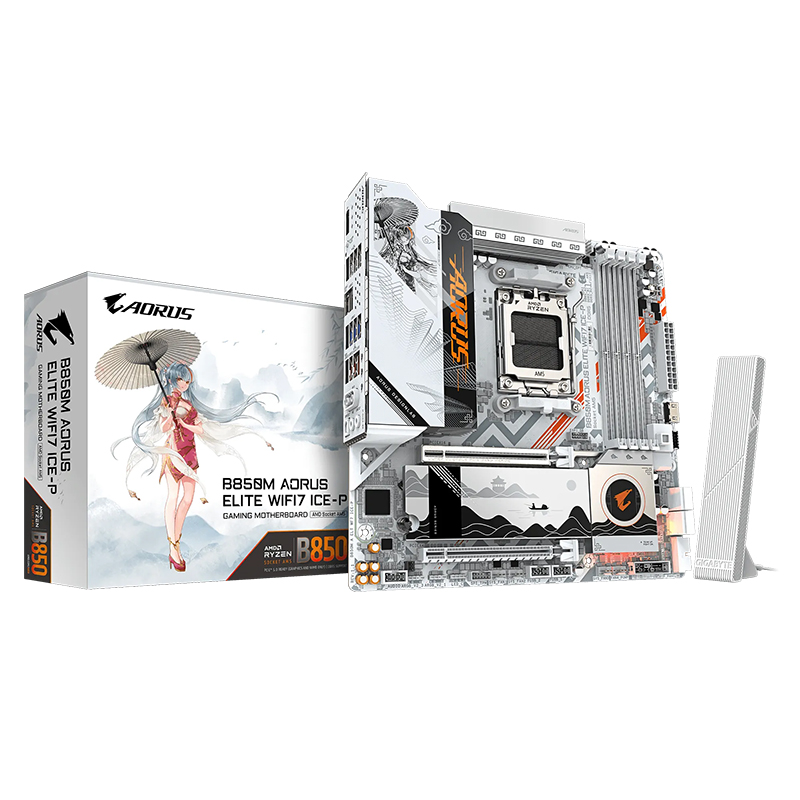 Gigabyte B850M Aorus Elite WiFi7 Ice-P AM5 Micro ATX Motherboard (B850M A ELT WF7 ICE-P)