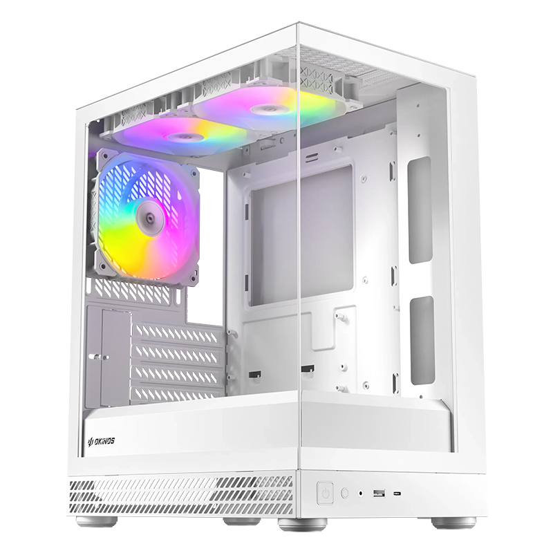 Okinos AQUA UNO Tempered Glass Mini Tower mATX Case - Polar (AQUA UNO POLAR)