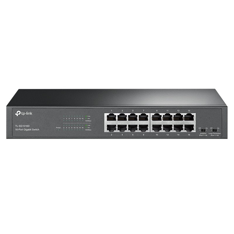 TP-Link 16 Port 10/100/1000 Gigabit Rack Mountable Switch - UN/13.0 (TL-SG1016D UN/13.0)