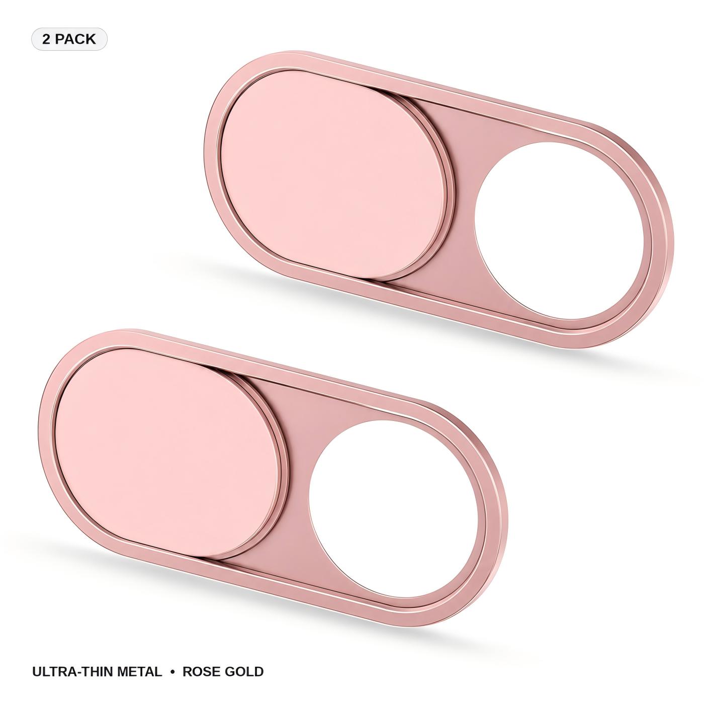 Metal Webcam Cover Slide, Ultra-Thin Camera Privacy Cover for Laptop, MacBook, Tablet, PC and Smartphone, Rose Gold (2 Pack)