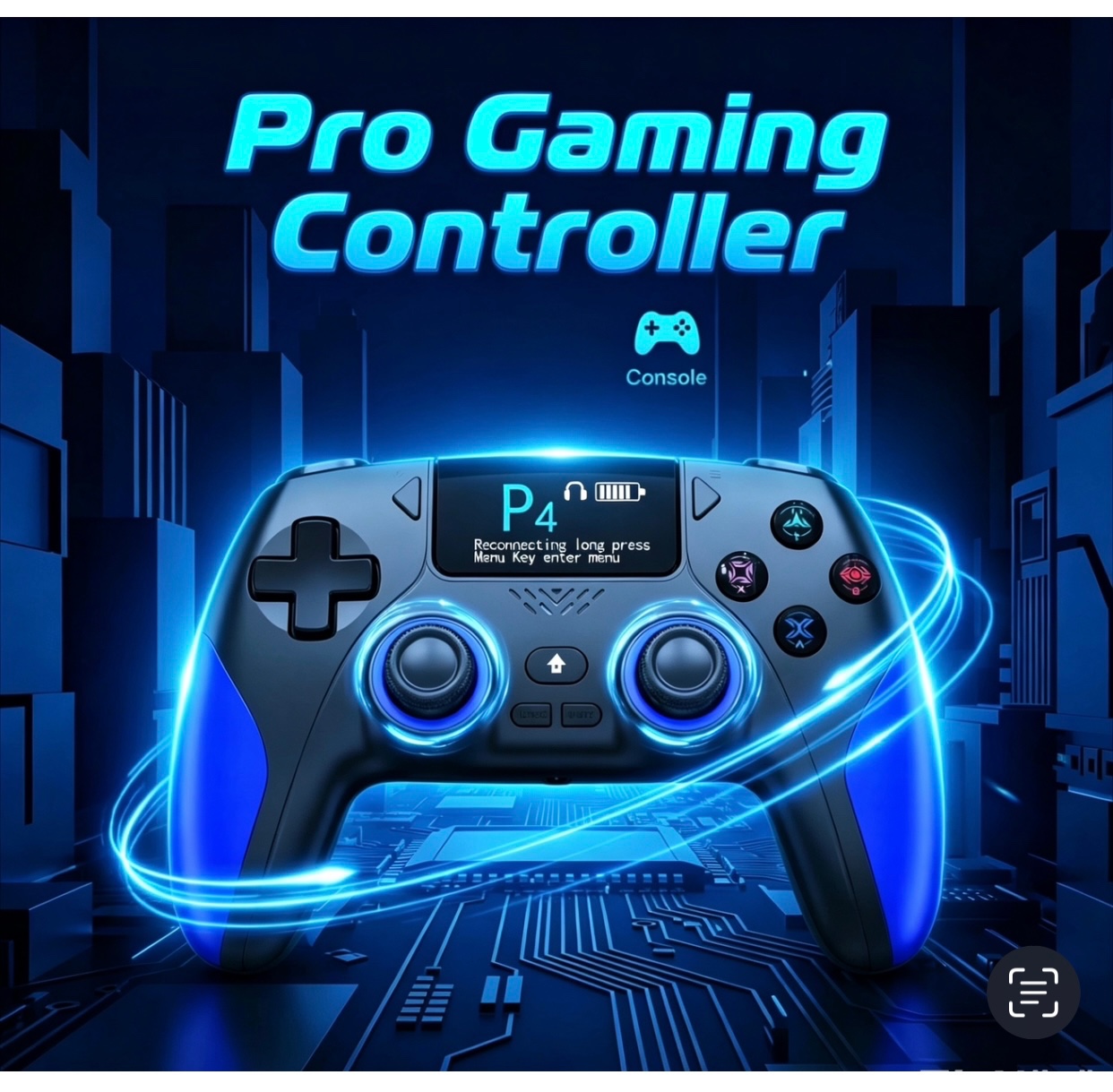 Game controller with screen, compatible with Android, PS4, iOS, Switch, computer, multi-function wireless game controller 