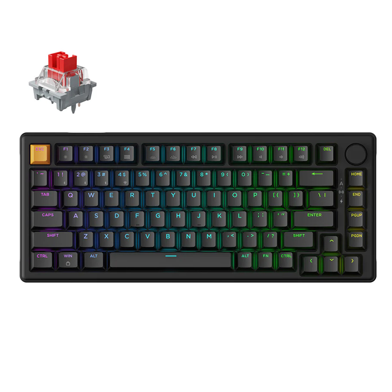 Keychron J2 QMK RGB Wireless Mechanical Keyboard Black - Apex Red Switch (KBKCJ2H1A)