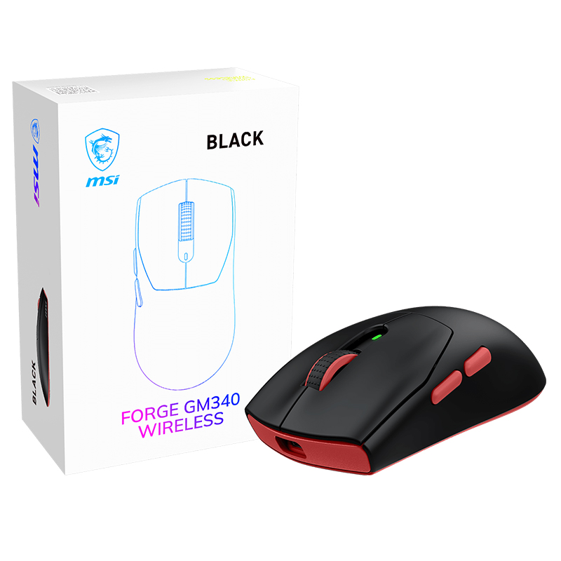 MSI Forge GM340 RGB Wireless Gaming Mouse - Black (FORGE GM340 WIRELESS BLACK)
