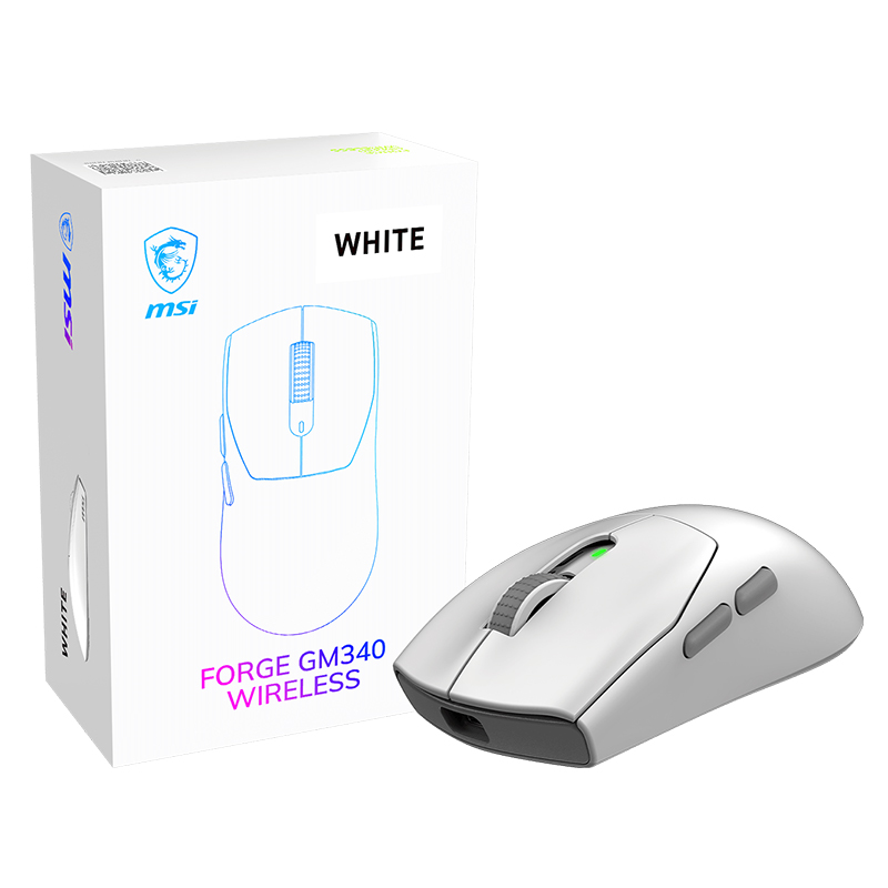 MSI Forge GM340 RGB Wireless Gaming Mouse - White (FORGE GM340 WIRELESS WHITE)