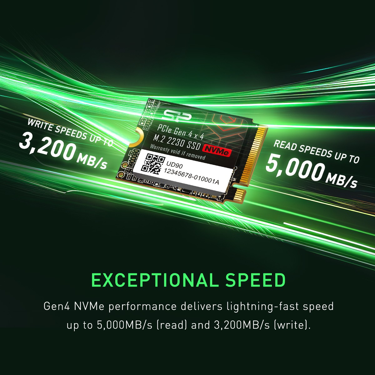 Silicon Power UD90 2TB NVMe PCIe 4.0 M.2 SSD Read speeds 5000MB/s, 3D NAND M.2 2230 Internal SSD for Desktop Laptop - SP02KGBP44UD9007