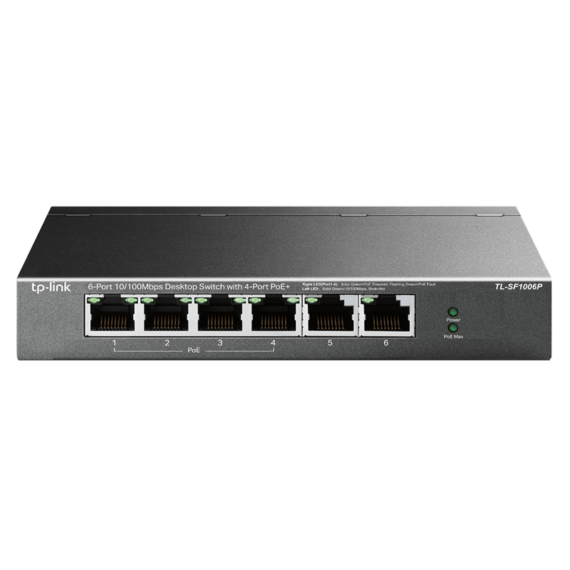 TP-Link 6-Port 10/100Mbps Desktop Switch with 4-Port PoE+ - UN/4.40 (TL-SF1006P UN/4.40)