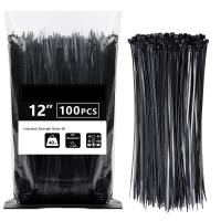 12 Inch Zip Ties Cable Ties Black 100 Pack, Heavy Duty Zip Ties 40LB, UV Resistant Nylon Wire Ties, Self Locking Plastic Cable Ties for Electrical, Ga