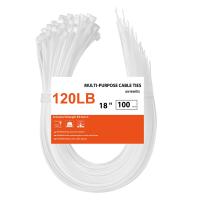 18 Inch Heavy Duty Cable Ties White 100 Pack, 120LB Zip Ties Self-Locking Adjustable Nylon Wire Ties for Electrical, Automotive, Garden, Garage & Outd