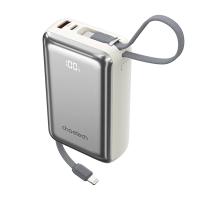 Choetech PowerLeap 45W 20000mAh Power Bank with USB-C and Lightning Cables - Silver White (CTB836SL)