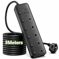 Powerboards-and-Adapters-3M-Power-Strip-Surge-Protected-5-AU-Sockets-Independent-Switches-PD30W-USB-A-USB-C-Wall-Mount-Power-Board-for-Household-Office-Black-2