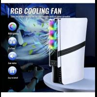 RGB Cooling Fan for PS5 Pro / PS5 Slim - Smart Temperature Control Back Cooling Fan with RGB LED Light
