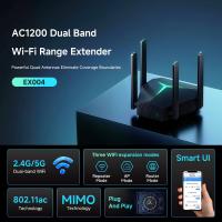 WIFI Signal Enhancement Repeater, Four-Antenna Wall-Through Wireless Network Amplifier, Dual-Band 1200M Router 