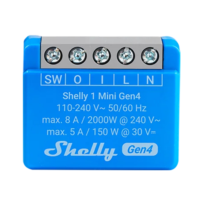 Shelly 1 Mini Gen4 One-channel Dry Contact Smart Switch for Controlling Lights and Appliances (SH-SHELLY1-MG4)