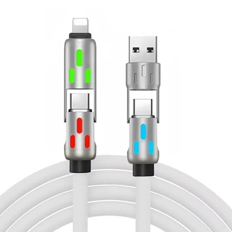 Generic 4 in 1 RGB USB Type-A + 8 Pin and USB Type-C Cable - White 1m (CB-4IN1-White)