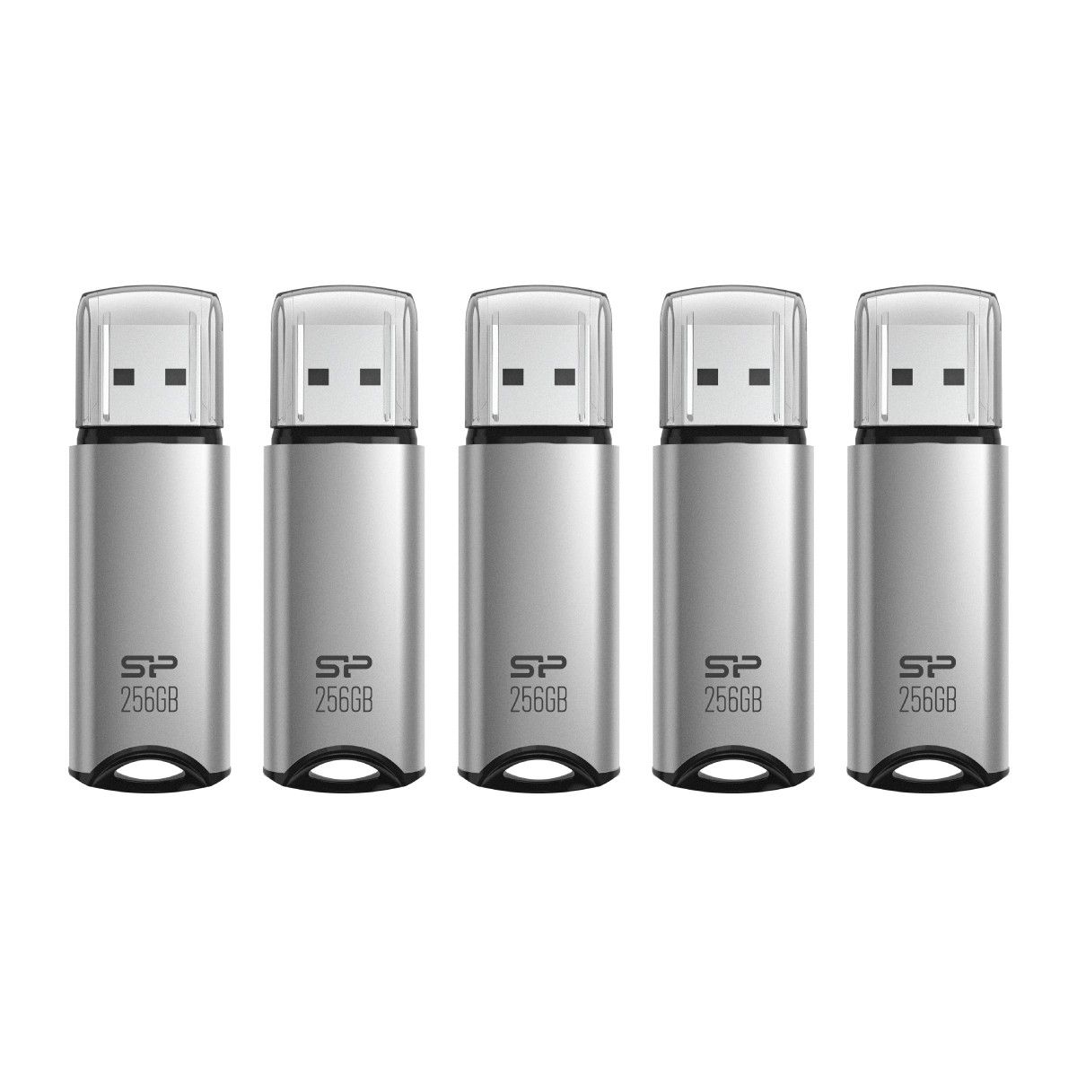 Silicon Power 256GB Marvel M02 USB 3.2 Gen 1 Flash Drive - Silver (5-Pack) - S5256GBUF3M02V1SAD