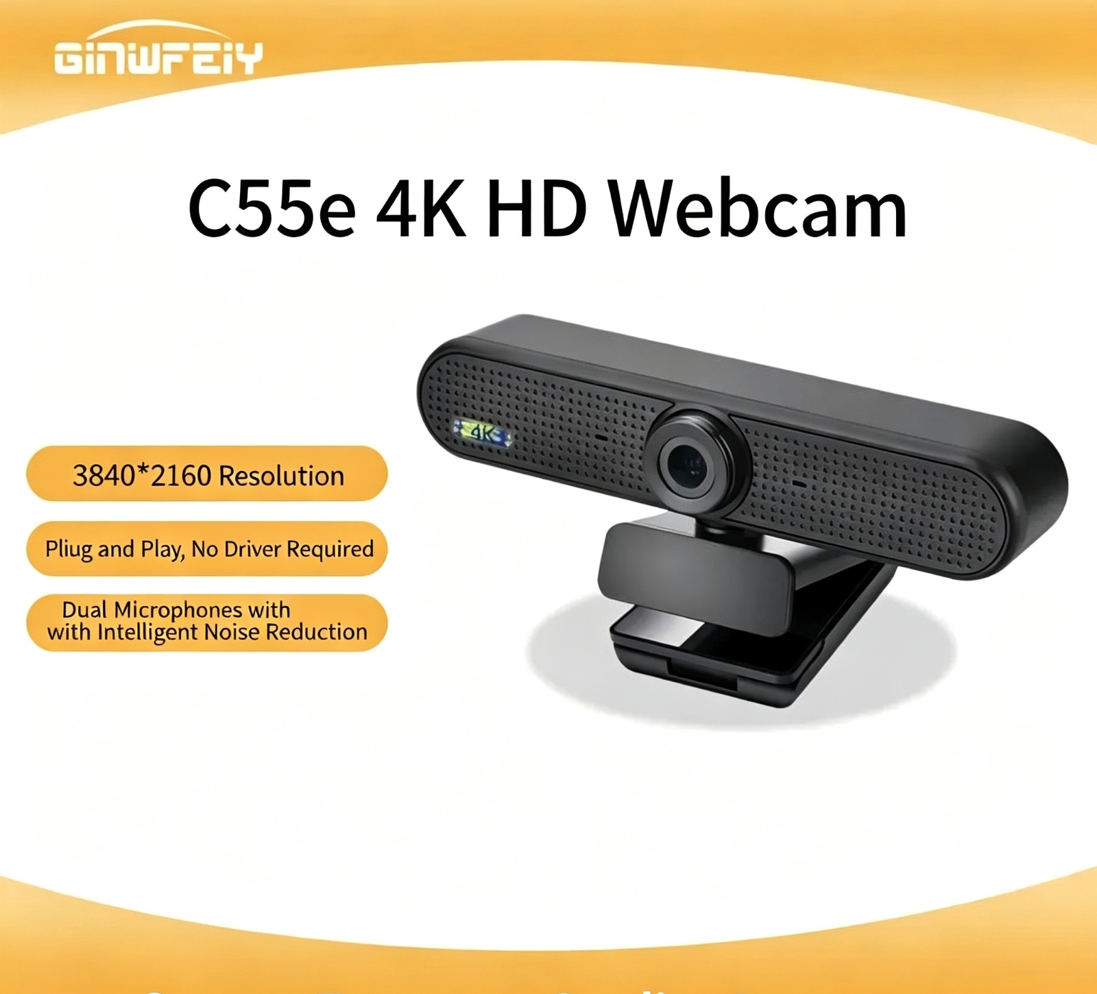 4K UHD USB Webcam for Desktop PC   HD Camera for Live Streaming  Online Classes & Video Conferencing