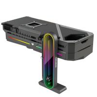 Adjustable GPU Support Bracket, 5V ARGB Graphics Card Stand with Digital Temperature Display, Magnetic Anti-Slip GPU Holder-Black| Augearix