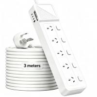 Power Board with Retractable USB‑C Cable, 5 Individual Switched AC Outlets, 2400W Surge‑Protected Power Strip, 3M Cord‑ White | Augearix