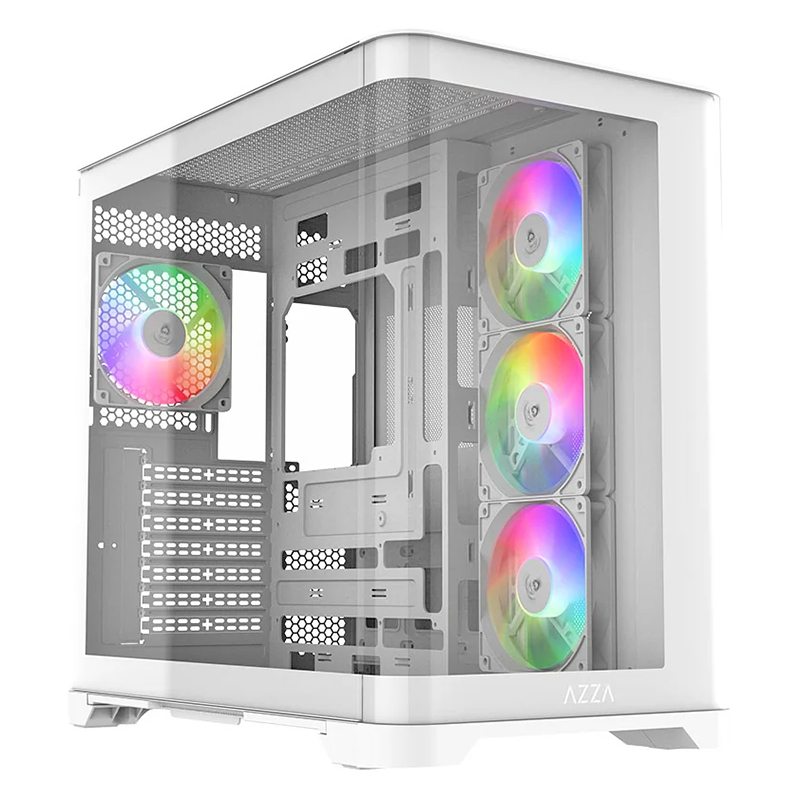 AZZA Orbit Dual ARGB Tempered Glass ATX Case - White (CSAZ-278B01W)