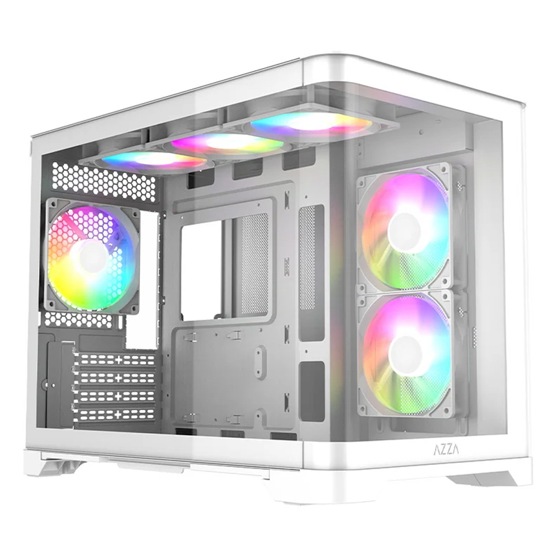 AZZA Orbit Dual-M ARGB Tempered Glass mATX Case - White (CSAZ-278B01MW)