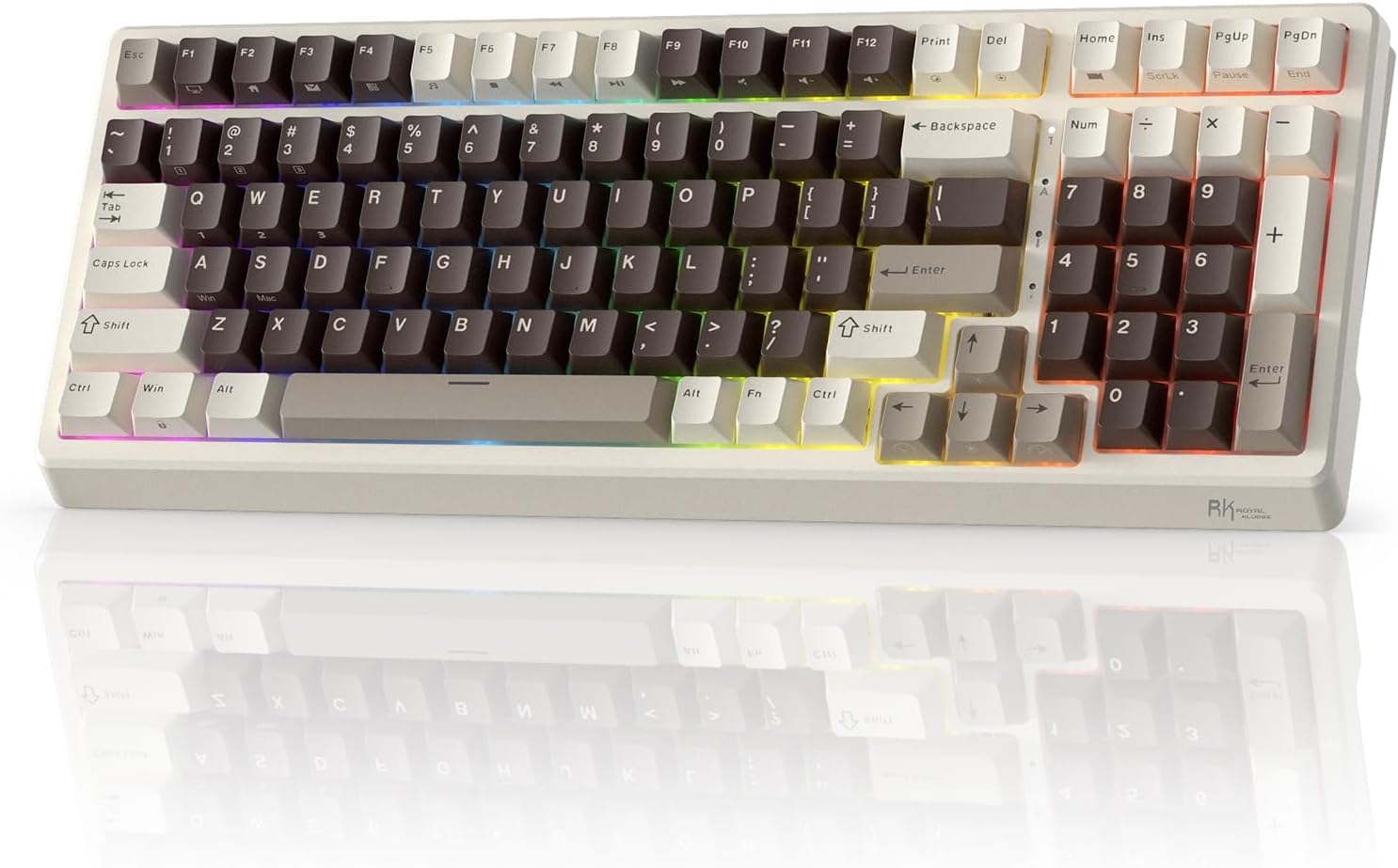 RK ROYAL KLUDGE F99 Wireless Mechanical Numper Pad, Tri-Mode Hot Swappable 95%100 Keys Gaming Keyboard,BT/2.4G/USB-C, Pro Software,Mocha Gray