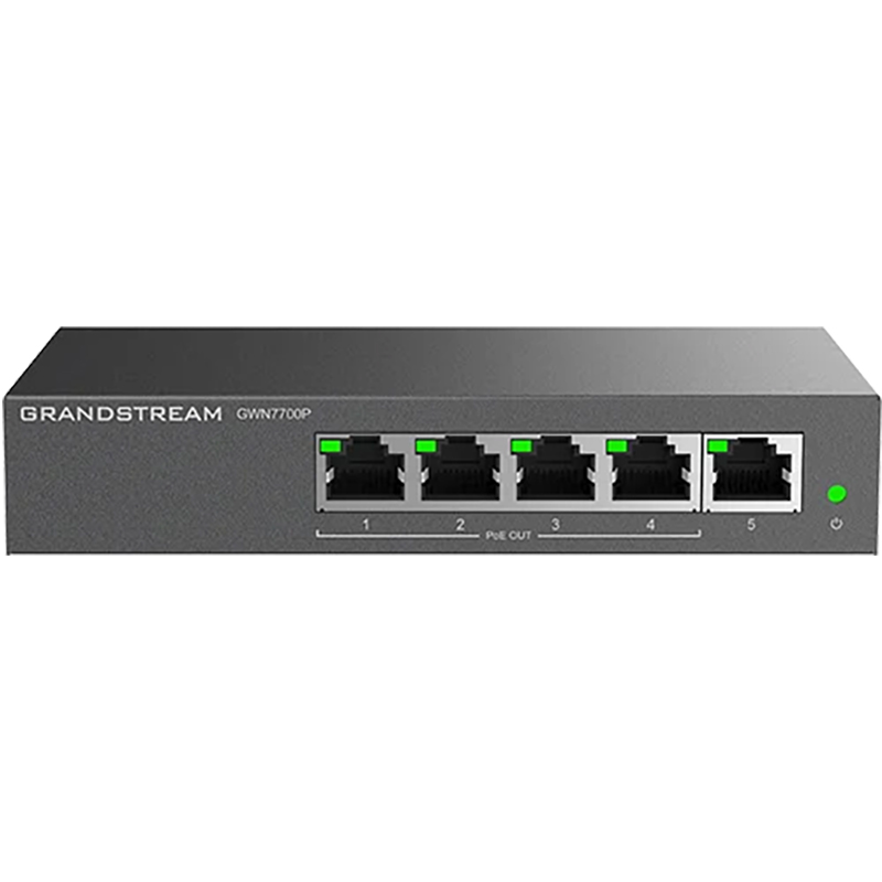 Grandstream GWN 5 Port Gigabit + 4 Port PoE Unmanaged Network Switches - Metal Enclosure (GWN7700P)
