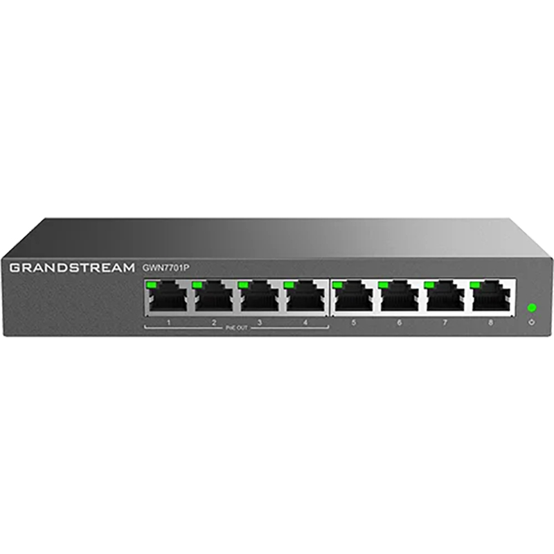 Grandstream GWN 8 Port Gigabit + 4 Port PoE Unmanaged Network Switches - Metal Enclosure (GWN7701P)
