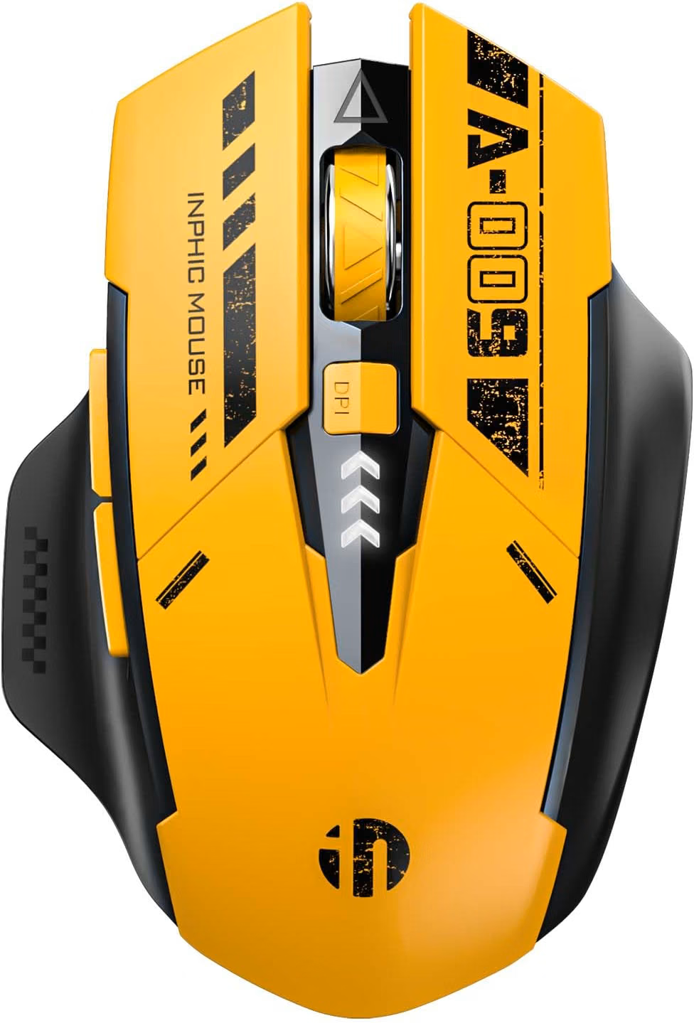 INPHIC A9 Bluetooth Mouse, Tri-Mode BT 5.0/4.0 & 2.4G Rechargeable Silent Wireless Mouse, 800-2400 DPI, Power Indicator for Laptop PC Mac - Bumblebee