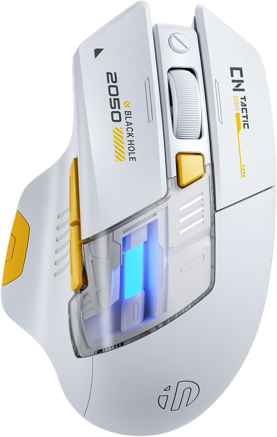 INPHIC A9 Explorer V2 Tri-Mode Silent Gaming Mouse, 12800 DPI, 1000Hz, 2.4G/Bluetooth/USB-C Wired, Rechargeable RGB Mouse for PC Tablet - White