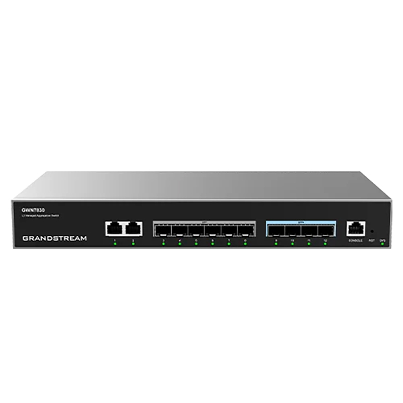 Grandstream 2 Port Gigabit Ethernet + 6 Port 1G SFP + 4 Port 10G SFP+ Enterprise Layer 3 Managed Aggregation Switch (GWN7830)