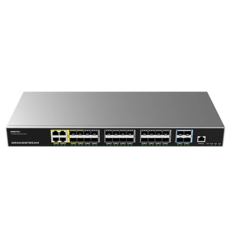 Grandstream 4 Port Gigabit Ethernet + 24 Port 1G SFP + 4 Port 10G SFP+ Enterprise Layer 3 Managed Aggregation Switch (GWN7831)