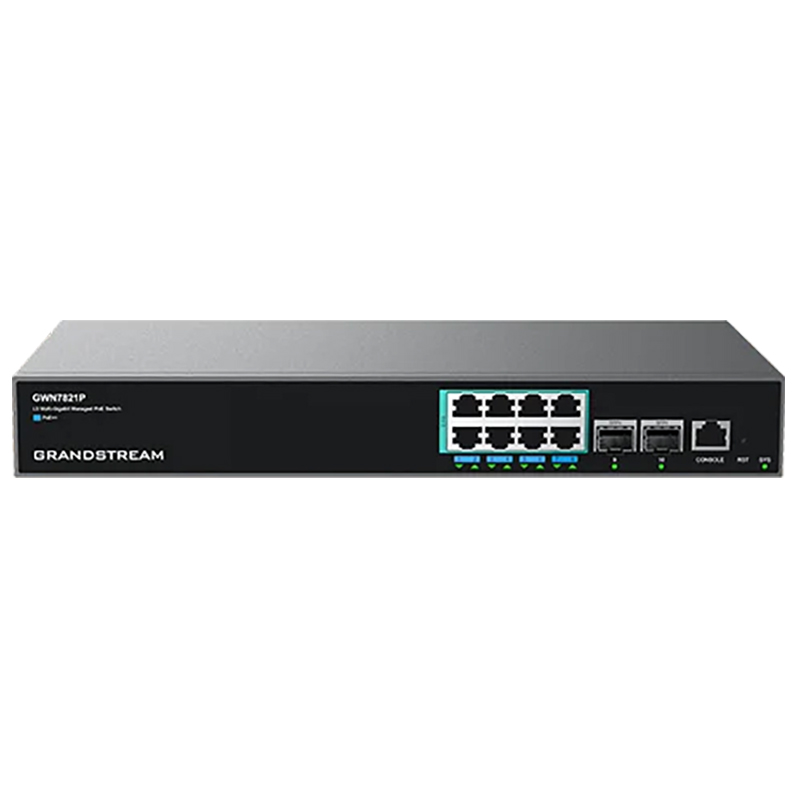 Grandstream 8 Port 2.5G Gigabit Enterprise Managed Multi-Gigabit PoE Network Switch (GWN7821P)