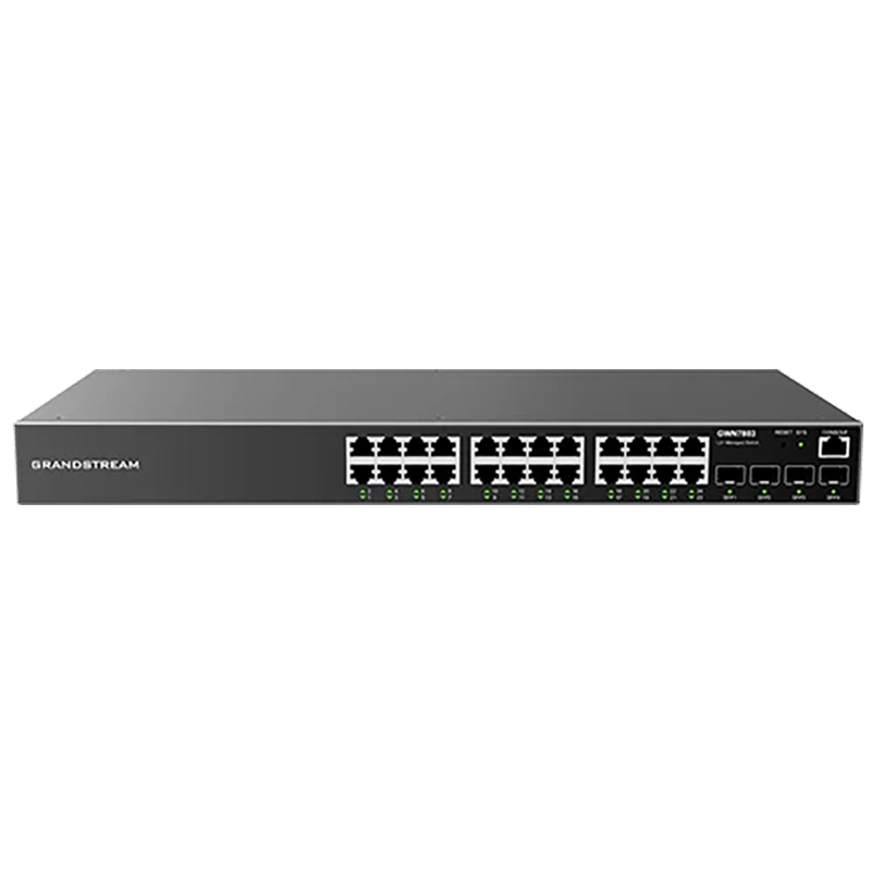 Grandstream GWN 24 Port Gigabit Ethernet + 4 Port 1G SFP Enterprise Layer 2+ Managed Network Switch (GWN7803)